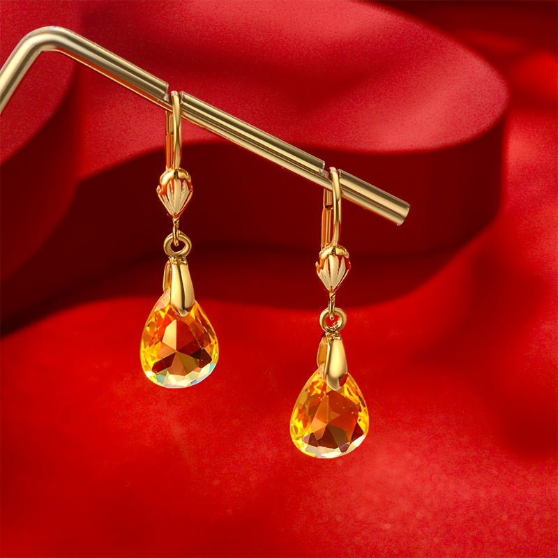 Magazzino Locale, Orecchini Pendenti da Donna in Argento Sterling 925 con Elegante Cristallo Artificiale Verde, Regalo Perfetto per San Valentino, Natale e Uso Quotidiano, Forniti con una Bellissima Scatola Regalo.