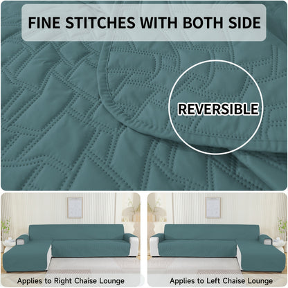 Copridivano a 3 posti con chaise longue, Copridivano a forma di L, Copridivano con chaise longue sinistra e destra con penisola, Copridivano chaise longue, Copridivano L (255 cm, Verde chiaro)