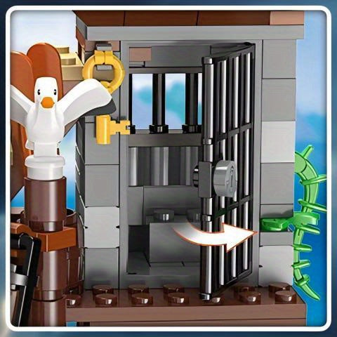 Set di costruzione 3 in 1 nave pirata e molo da 1005 pezzi, modello di costruzione avanzato, regalo per bambini e ragazzi dai 6 anni in su