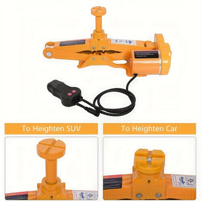 Cric a forbice da 3 tonnellate elettrico per auto, kit da 12V CC, kit di attrezzi per martinetto per pneumatici, martinetto a carrello con sollevamento manuale a risparmio di fatica per auto, SUV, furgone, riparazione e cambio pneumatici, kit di emergenza