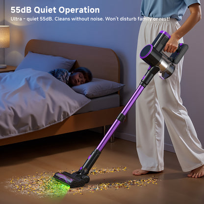 Aspirapolvere senza fili Lubluelu 46 Kpa -groviglio, aspirapolvere a bastone 6 in 1 con display a LED, autonomia di 50 minuti per tappeti, pavimenti duri, peli di animali domestici