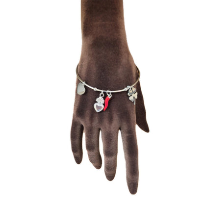 Bracciale donna rigido con corno Portafortuna