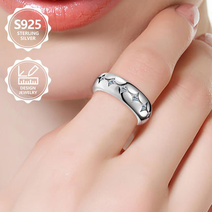 Anello da donna in argento sterling 925, squisito e alla moda, elegante e di tendenza, un anello di gioielleria da donna di alta gamma con un'ottima presenza, adatto per viaggi di vacanza, uso quotidiano e è il regalo commemorativo perfetto per gli amici