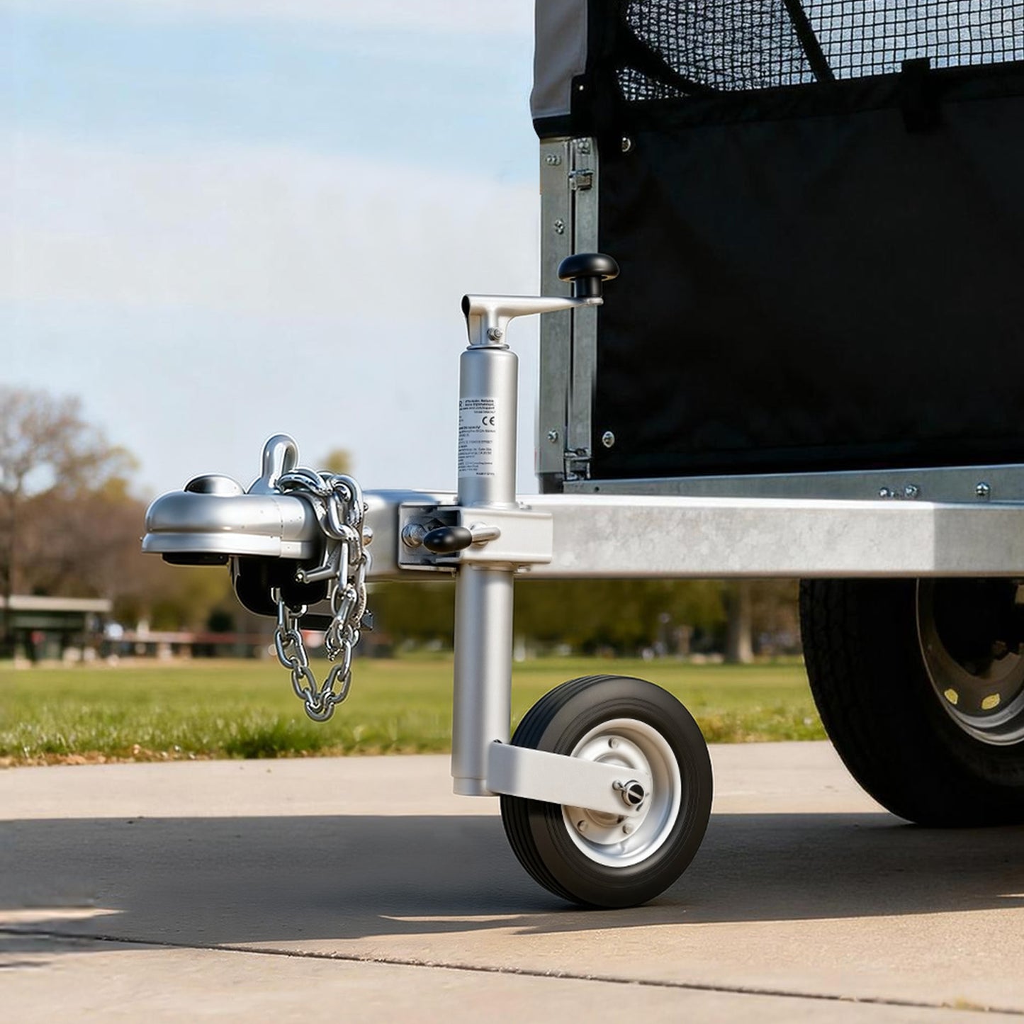 VEVOR Cric a Telaio con Ruota, Portata 150 kg, Cric a Lingua per Telaio Robusto con Bullone, con Ruota Singola e Maniglia Ergonomica, Alzata 230 mm, Adatto per Camper, Rimorchi per Cavalli, Telaio Utilitari
