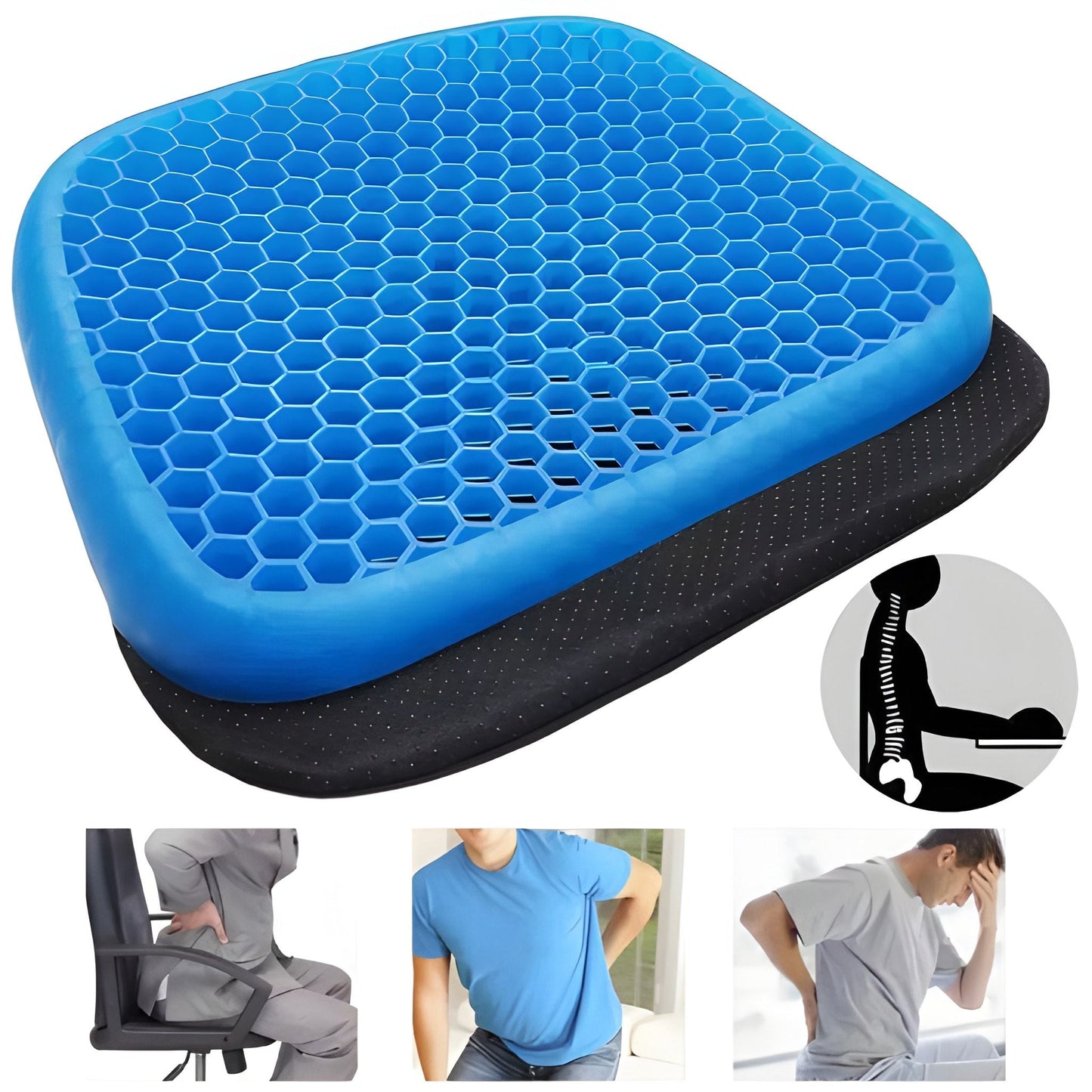 Cuscino Gel Anti Decubito Ergonomico Traspirante Sedute Prolungate, Cuscino in Gel Anti Decubito a Nido D'ape Cuscino per Auto Cuscino Posturale