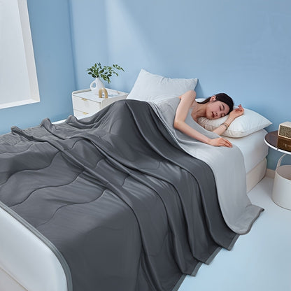 Coperte Autorinfrescanti Estive King Queen Full Twin per Chi Dorme Caldo, Coperta Ghiaccio Morbida Leggera Traspirante Antisudore per Chi Soffre di Sudorazione Notturna, Copripiumino Copriletto Trapunta Grande Double-Face Coperta Plaid Blu Grigio Verde pe