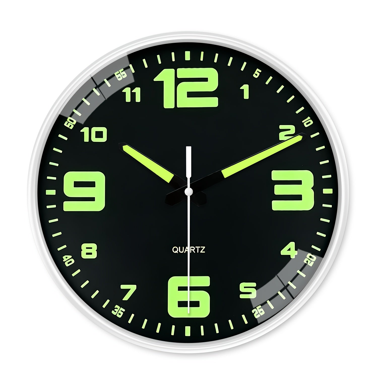 Orologio da parete silenzioso a 12 pollici con numeri che si illuminano al buio, numeri e lancette luminose che assorbono l'energia, 20,32-40,64 cm, in plastica senza ticchettio, a batteria, per soggiorno, camera da letto, ufficio, decorazioni da parete,