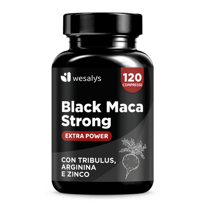 Maca Peruviana Nera Estratto Puro 20:1, 30.000 mg + Tribulus Terrestris + Arginina + Zinco | Black Maca Strong | Made In Italy | Maca Wesalys