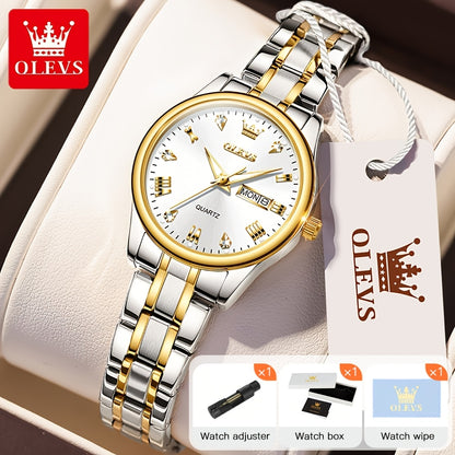 OLEVS Orologi da Donna Eleganti e di Lusso per Polso Piccolo, Quadrante Piccolo, Cinturino in Acciaio Inossidabile, Movimento al Quarzo Analogico, Data e Luminosità, Nero/Bianco/Oro/Blu