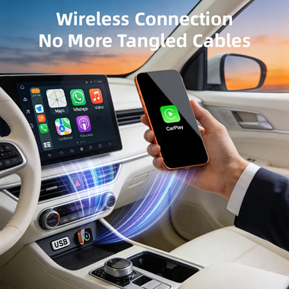 Adattatore Wireless 2-in-1 per CarPlay & Android Auto | Plug & Play, Design Compatto per iPhone e Android, Porta USB/USB-C, Senza Batteria, Adattatore Wireless per CarPlay per Streaming Video - Trasforma CarPlay Cablato in Wireless, Connessione Automatica