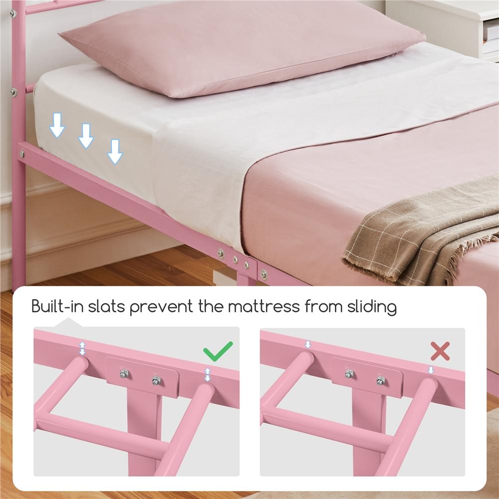 Costoffs Struttura Letto Stile Rustico Moderno in Metallo con Testiera Elegante e Pediera per Appartamento Camera da Letto Stanza degli Ospiti Studio