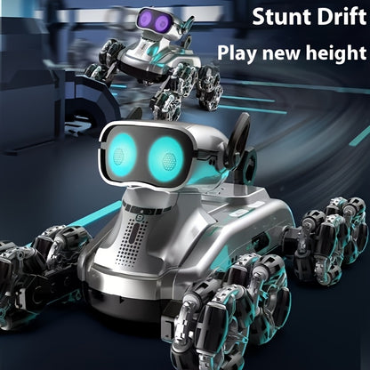 Robot per cani con 8 ruote, auto giocattolo intelligente per cani, auto da stunt con gesti e doppio controllo, auto da arrampicata deformabile, veicolo fuoristrada giocattolo, doppia batteria a energia, regalo preferito per le vacanze
