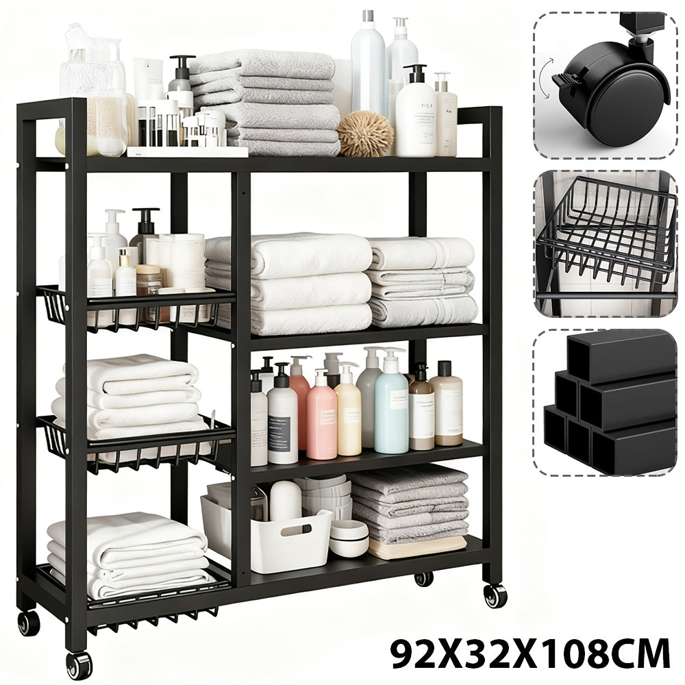 Scaffale da cucina portaoggetti in acciaio per carichi pesanti, scaffale per microonde ed elettrodomestici, scaffale portaoggetti, 92*32*108cm, mensola verticale, scaffale portaelettrodomestici, mensola aperta multistrato, salvaspazio, scaffale da cucina,