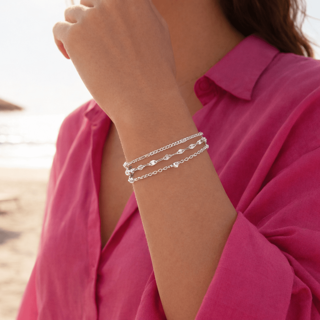 Bracciale da donna in argento 925, braccialetto dell'amicizia regolabile, multistrato - Gioiello creativo da donna, regalo per San Valentino, compleanno, Natale