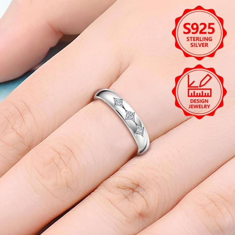 Anello da donna in argento sterling 925, squisito e alla moda, elegante e raffinato, intarsiato con zirconi cubici sintetici scintillanti, anello di gioielleria da donna di alto valore, adatto per viaggi di vacanza, uso quotidiano, un regalo commemorativo