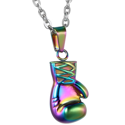 Collana con ciondolo a guanto da boxe da uomo: stile punk in acciaio inossidabile 304 304 con catena argentata da 22 pollici e sacchetto regalo in velluto
