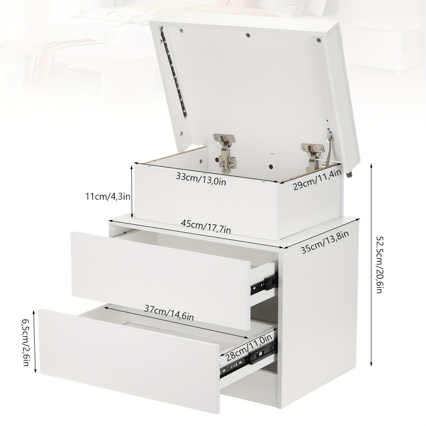Comodino moderno con luce LED, 2 cassetti e 3 cassetti, comò a cassetti a specchio lucido, tavolino da notte per camera da letto e soggiorno