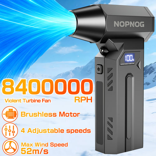 8400000RPH Soffiatore Elettrico, Turbo Blower con Schermo LED, Ventola Jet Ricaricabile Senza Fili Potente, Adatto a Vari Scenari Come Campeggio All'aperto, Pulizia Auto, Pulizia Computer, Ecc.