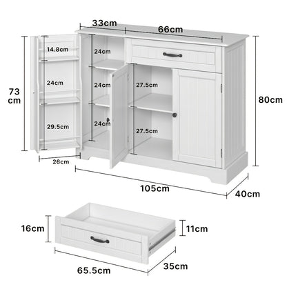 Mobiletto, Armadio da Cucina con Tre Ante e Un Cassetto, Offre Ampio Spazio di Stoccaggio, Adatto per Cucine, Sale da Pranzo, Soggiorni e Corridoi, 105X40X84.5Cm