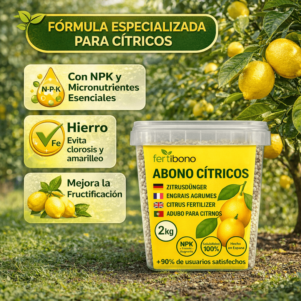 Fertilizzante Speciale per Agrumi per Alberi di Limone e Arancio, (2KG), 20-5-11 con Ferro, Calcio, Solfuro, Magnesio e Manganese - Correttore di Mancanza Multipla