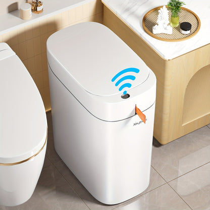 Pattumiera da 1 pezzo da 10 litri con sensore di movimento e 30 sacchetti per bagno, cestino automatico con coperchio, pattumiera sottile, cestino senza contatto, piccola pattumiera per bagno, camera da letto, ufficio, cucina, camper, ricaricabile, sacche