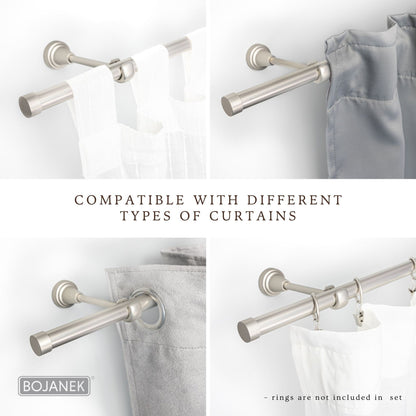 Asta per Tende a Parete in Metallo – BOJANEK – 4 Colori, 8 Lunghezze (120 - 600 cm) – Asta per Tende Resistente, Regolabile, Durevole per Soggiorno, Camera da Letto, Cucina, Bagno, Ufficio; Perfetta per Interni Moderni, Classici, Scandinavi, Loft, Industr