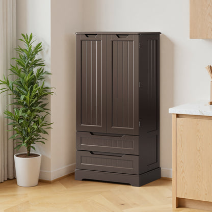 Credenza pensile per cucina - Mobiletto a pavimento con 2 cassetti e 2 ante - 60x40x120cm - Armadi da cucina bianchi
