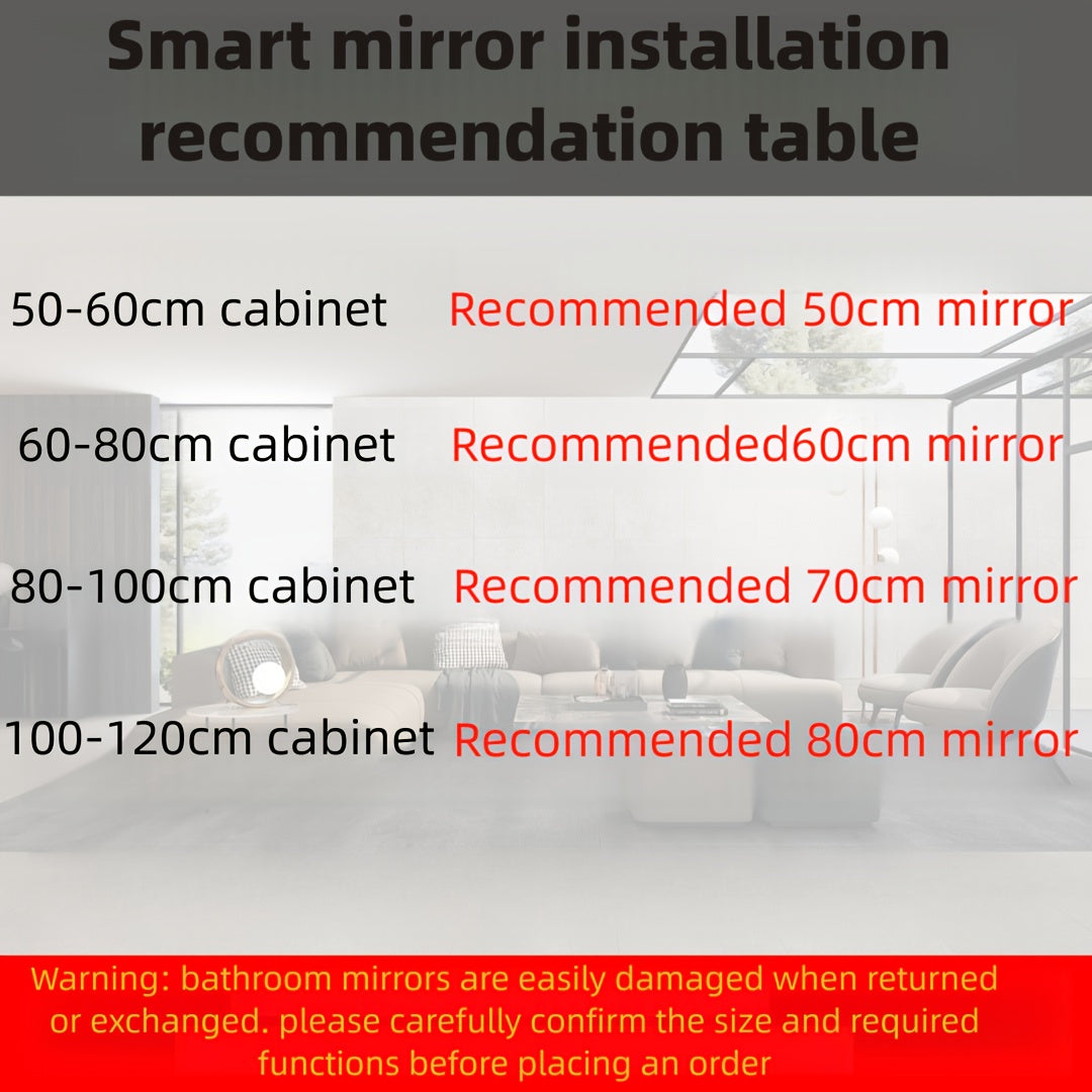 Specchio da bagno grande circolare retroilluminato con un diametro di 49,99 centimetri, adatto per hotel e uso domestico, inclusi i bagni. Viene fornito con un pulsante a pressione con funzione defogliante e un pulsante di illuminazione, imballaggio sicur