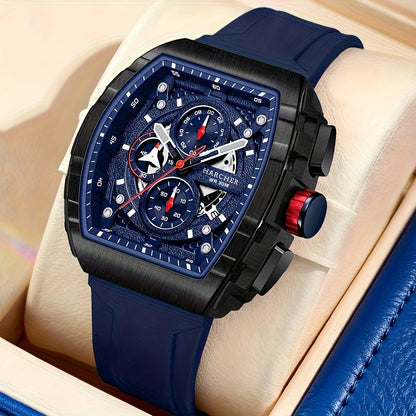 Orologi da polso da uomo H, movimento al quarzo ad alta precisione, cinturino in silicone, impermeabile, calendario, design multifunzionale, orologi da uomo eleganti