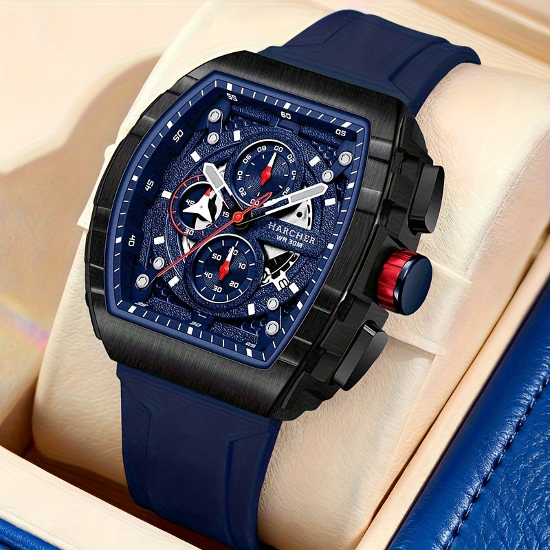 Orologi da polso da uomo H, movimento al quarzo ad alta precisione, cinturino in silicone, impermeabile, calendario, design multifunzionale, orologi da uomo eleganti