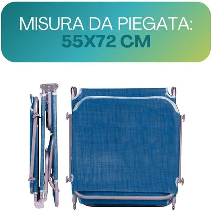 2 Lettini Prendisole Pieghevoli con Tetto Parasole, Misura 180x55x90 cm, Tessuto Textilene, Struttura Metallo Tubolare da 18mm, per Spiaggia, Piscina, Giardino, Peso Max 120kg