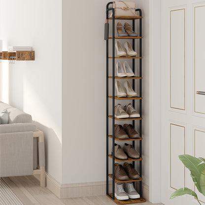 Rack per scarpe verticale, ripiani per scarpe, torre per scarpe per spazi piccoli, autoportante, regolabile, risparmia spazio, 10 livelli
