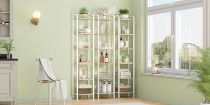 Libreria, Scaffale, Scaffale a Piedi, Libreria Stretta, Scaffale Angolare Industriale, Scaffale Sottile per Ufficio Domestico, Soggiorno, Camera da Letto, Cucina, 6 Ripiani Vintage Marrone-Nero