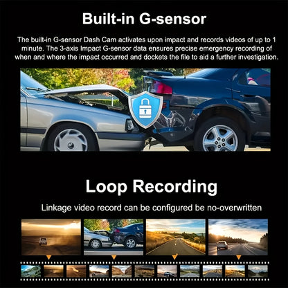 BCUOZ Dash Cam per auto 360 gradi con lente 3/4, 1080P, per auto, registrazione anteriore 1080P e posteriore/sinistra/destra 720P, con scheda di memoria da 64 GB, telecamera rotante a 360 gradi, registrazione in loop, Super Visione Notturna