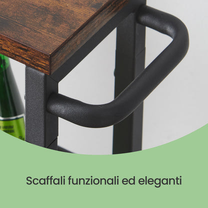 Carrello multiuso con rotelle, design sottile, si inserisce perfettamente negli spazi della cucina. Adatto per l'uso vicino alle cappe aspiranti, nei bagni e accanto ai frigoriferi.