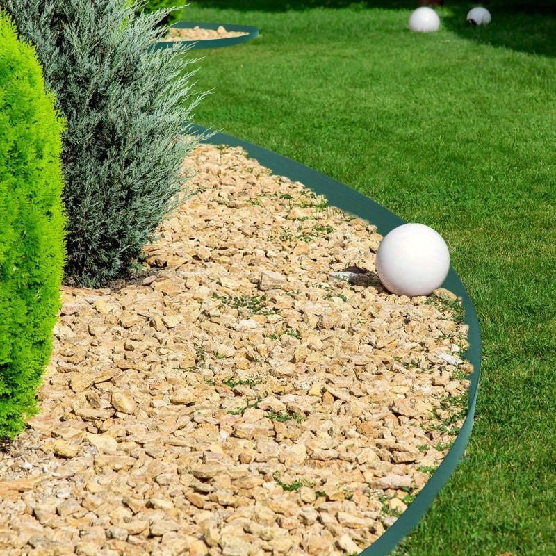 Bordura per Prato in Plastica 20m - Rotolo di Bordura per Aiuole, Recinzione da Giardino, Bordo per Fioriere, Decorazione per Giardino, Antracite/Grigio/Verde