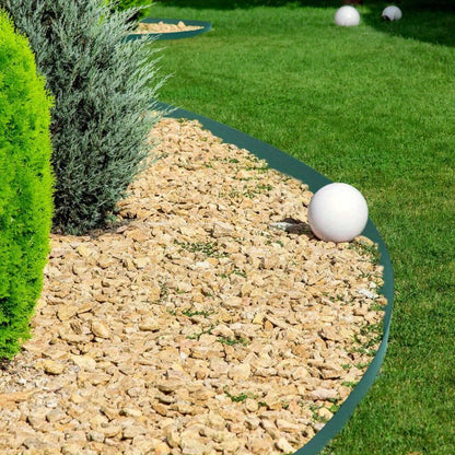 Bordura per Prato in Plastica 20m - Rotolo di Bordura per Aiuole, Recinzione da Giardino, Bordo per Fioriere, Decorazione per Giardino, Antracite/Grigio/Verde