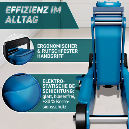 Cric idraulico per auto TRESKO® 2.5 - 3T | Cric idraulico per spostamento auto e SUV con ruote piane e a 360°, include 2 guarnizioni in gomma, tappetino protettivo, guanti