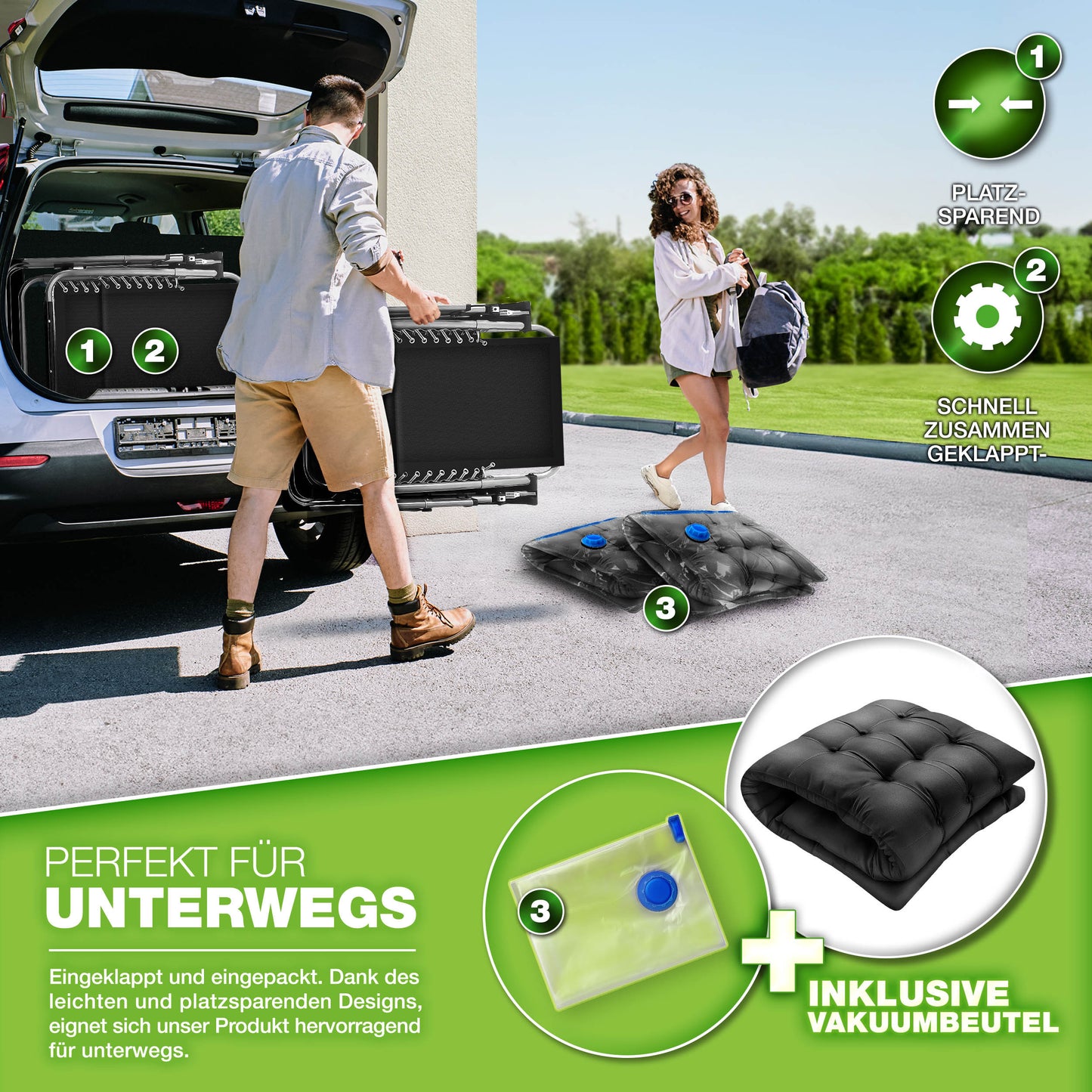Tillvex® Poltrona Reclinabile Pieghevole Fino a 200Kg Lettino Parasole da Esterno per Giardino con Cuscino Resistente alle Intemperie Balcone, Giardino & Terrazza Lounge Esterno Regolabile con Imbottitura Spessa Poltrona Reclinabile Pieghevole Extra Larga