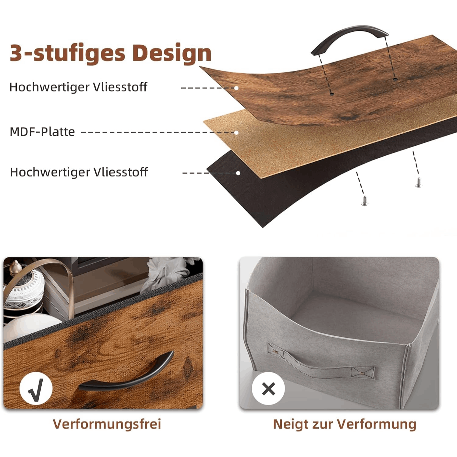 Cassettiera, legno per camera da letto e letto – vista dettagliata 7