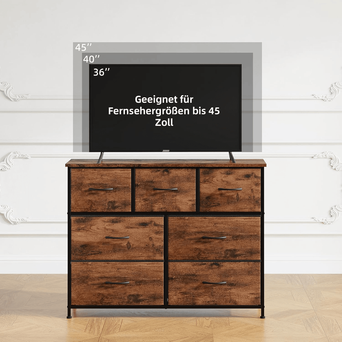 Cassettiera, legno per camera da letto e letto – vista dettagliata 12
