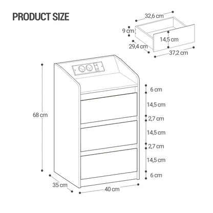 Cassettiere, illuminazione LED per camera da letto e letto – vista dettagliata 3