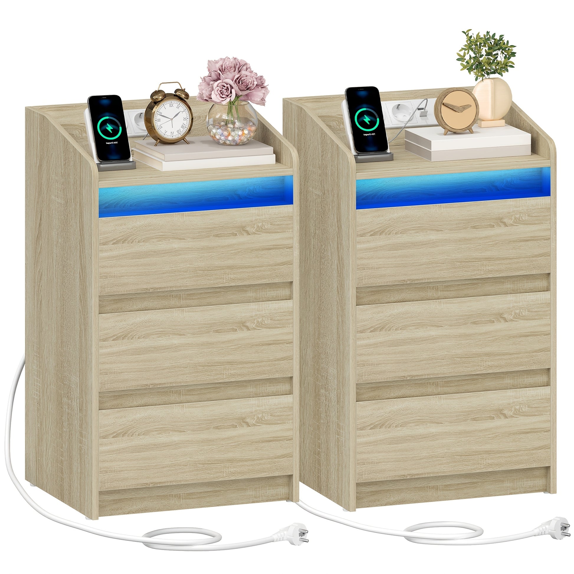 Cassettiere, illuminazione LED per camera da letto e letto – vista dettagliata 4