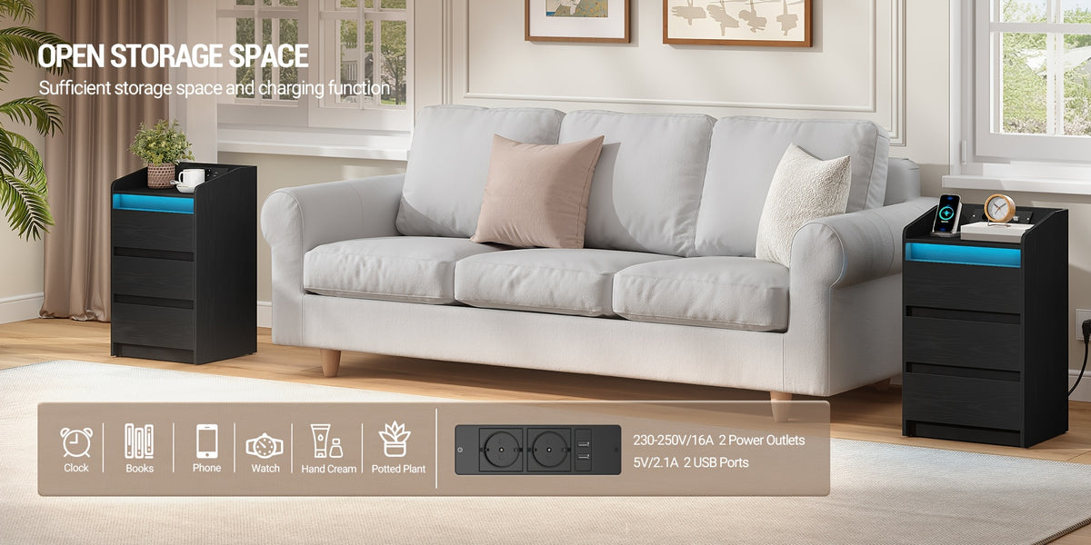 Cassettiere, illuminazione LED per camera da letto e letto – vista dettagliata 12