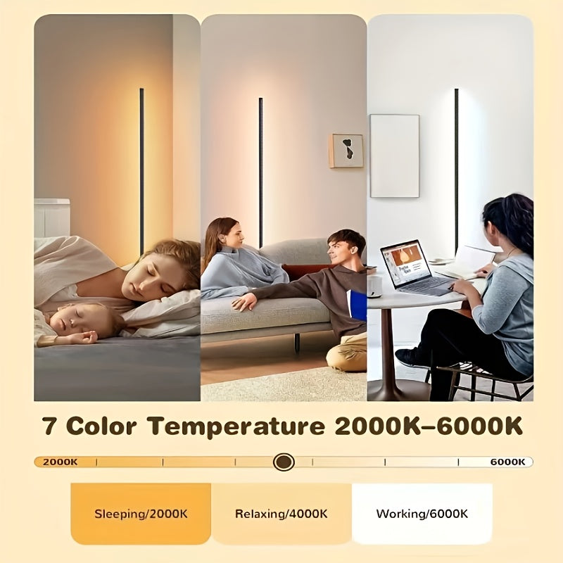 Lampada da angolare 1/2 pz, Lampada da a LED con cambio colore, Regolabile 56 pollici (circa 142 cm) con sincronizzazione musicale, Lampada angolare moderna per illuminazione d'atmosfera, con telecomando e controllo tramite APP, Modalità creativa fai da t