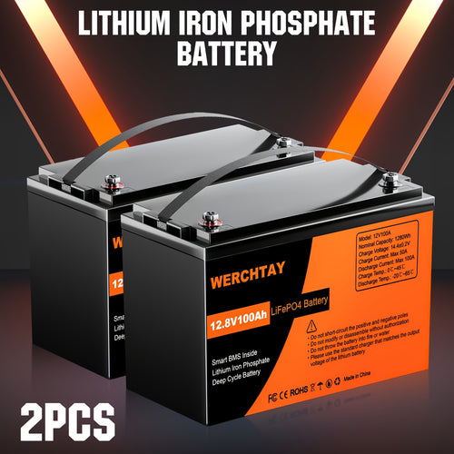Confezione da 1/2/4 Batteria al Litio Ferro Fosfato, Batteria LiFePO4 12.8V con BMS Intelligente 25.000+ Cicli di Scarica Profonda, 1280Wh Protezione a Bassa Temperatura Integrata, Batteria Marina Adatta per Elettrodomestici, Camper Solari, Accumulo di En