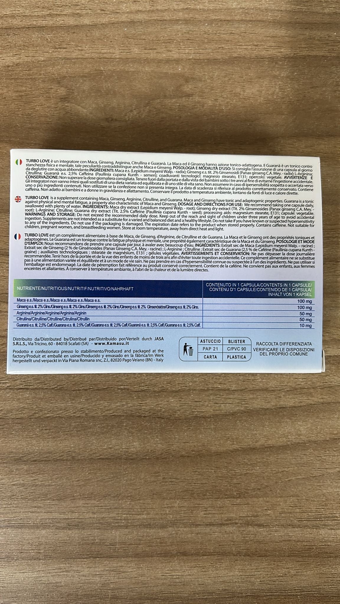 Integratore uomo - Con Maca nera peruviana, Arginina, Ginseng, Citrullina e Guaranà – Spedizione veloce da Magazzino Locale