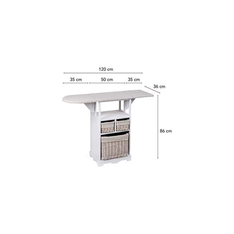 Baroni Home Mobile da Stiro con ASSE Ripiegabile, adatto per lavanderia, organizzazione, in legno