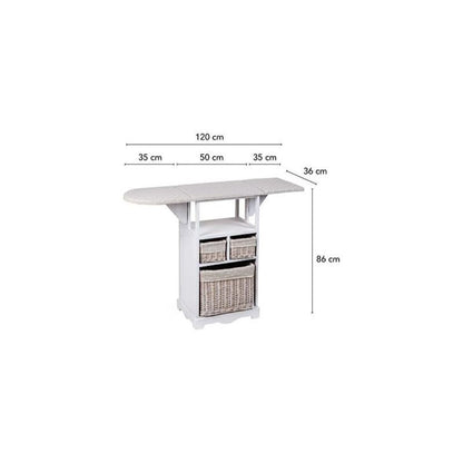 Baroni Home Mobile da Stiro con ASSE Ripiegabile, adatto per lavanderia, organizzazione, in legno