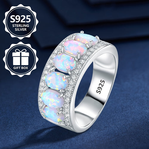 Un anello da donna spettacolare, realizzato in argento sterling 925, elegante e alla moda, abbellito da pietre naturali. Questo bellissimo gioiello è perfetto per le vacanze, l'uso quotidiano e rappresenta un regalo commemorativo ideale per gli amici.